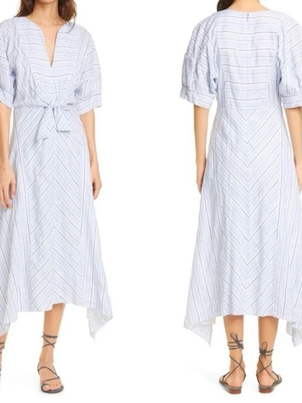 REBECCA TAYLOR Striped Midi Dress